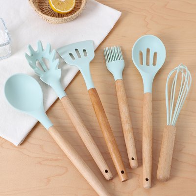 【木柄矽膠】廚具12件組 - 不沾鍋耐高溫套裝 商品圖片 3