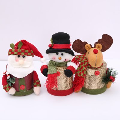 【聖誕造型】糖果盒聖誕老人麋鹿雪人 - 亞麻禮物盒裝飾品 商品圖片 2