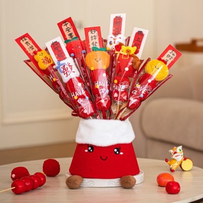 【新年布置】可愛毛絨糖葫蘆桶 - 糖葫蘆造型新年裝飾神器 商品圖片 3