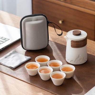 【簡約陶瓷茶具組】旅行便攜-隨身泡茶組