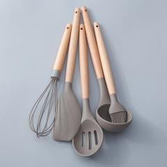 (1組入)【矽膠木柄】餐具5件組 - 耐高溫不傷鍋廚具 商品圖片 3