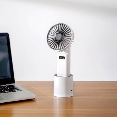 【智能涼感扇】USB充電風扇-LCD搖擺桌面扇