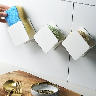 【瀝水設計】無痕壁掛收納架-廚房清潔用品整理