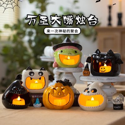 【陶瓷材質】萬聖節燭台擺飾 - 多造型節慶裝飾擺件 商品圖片 1
