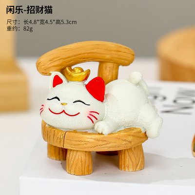 躺贏招財貓小擺件可愛貓咪辦公室桌面裝飾品工位解壓禮物家居擺件 商品圖片 9