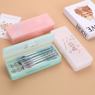 【雙層磨砂盒】透明鉛筆盒-簡約北歐風文具收納