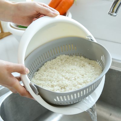 【雙層旋轉】多功能瀝水籃 - 洗米洗菜洗果三用 商品圖片 4