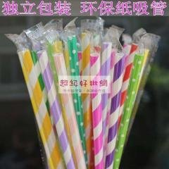 【優質彩色條紋】紙吸管 - 獨立包裝梅森瓶吸管 (25支)