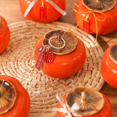 【好柿成雙陶罐】寓意吉祥-新年結婚喬遷禮品 商品圖片 1