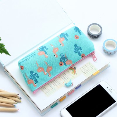 【文藝風格】紅鶴圖案帆布筆袋 - 小清新大容量學生文具袋 商品圖片 4