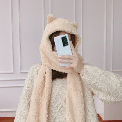 【小熊耳朵】保暖帽圍巾 - 冬季可愛頭套組 商品圖片 2