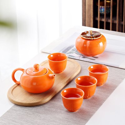 【吉祥送禮】柿子茶壺茶杯組－柿柿如意質感茶具禮盒 商品圖片 1