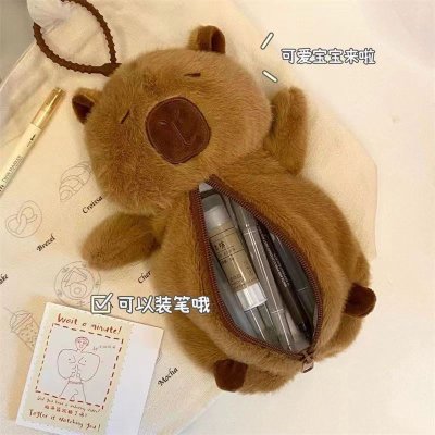 【超萌造型】水豚君毛絨筆袋 - 軟綿可愛文具收納袋 商品圖片 3