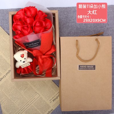 【熱銷推薦】玫瑰花香皂花束小熊禮盒 - 情人節母親節畢業季必備
