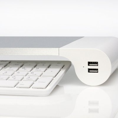 【USB充電功能】多功能螢幕增高架 - 鋁合金桌面收納架 商品圖片 3