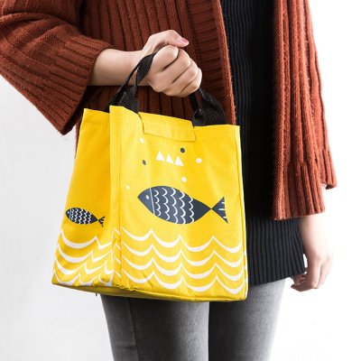 【雙層隔熱】小魚圖案保溫便當袋 - 手提牛津布戶外野餐袋 商品圖片 5