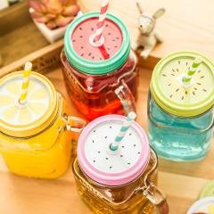 【漸變彩色】梅森瓶 - 500ml玻璃水杯附吸管 商品圖片 2