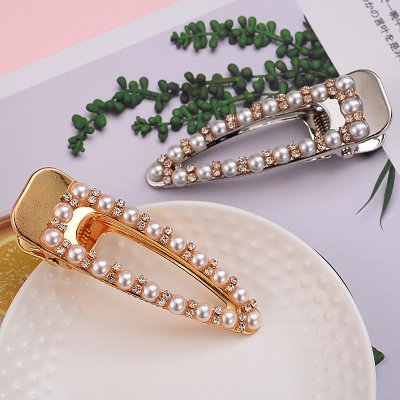 【珍珠貼鑽】奢華鴨嘴夾 - 大號合金髮夾 商品圖片 1