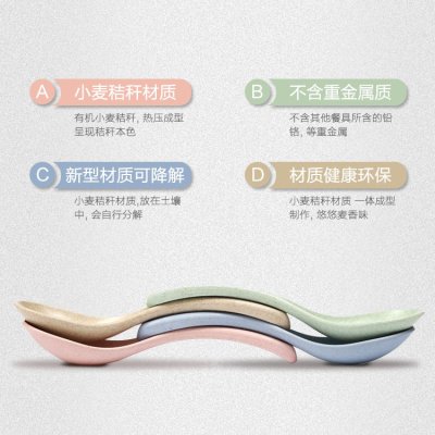 【小麥秸稈環保】創意咖啡匙裝 - 攪拌湯匙加厚湯勺 (4支) 商品圖片 3