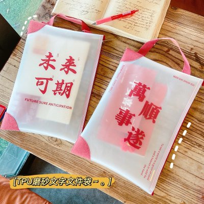 【創意磨砂袋】文字文件袋-學生A4考試卷手提包
