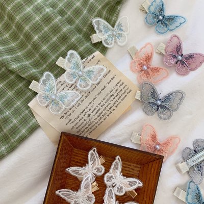 【森林系】刺繡蝴蝶髮夾-小清新瀏海夾 商品圖片 3