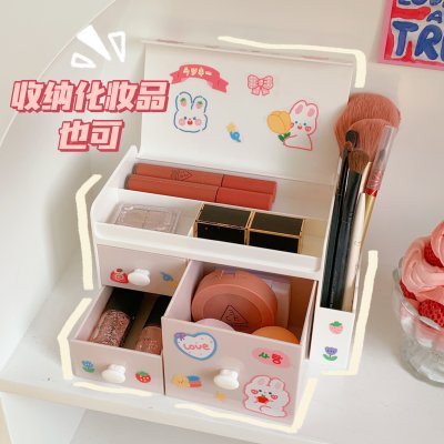 【多功能整理】桌面翻蓋收納盒 - 抽屜式辦公化妝品儲物盒 商品圖片 3