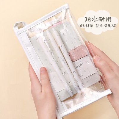【簡約實用】大容量透明三角筆袋 - 多功能化妝文具收納袋 商品圖片 4