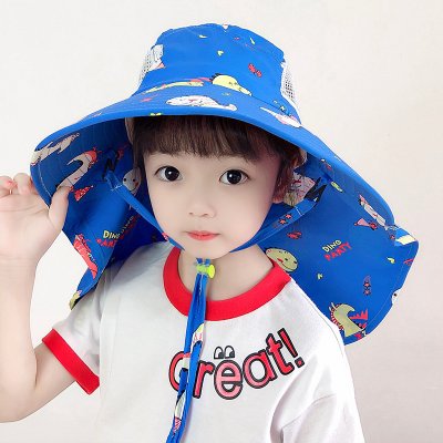 【動物圖案】兒童遮陽帽 - 披肩式透氣帽