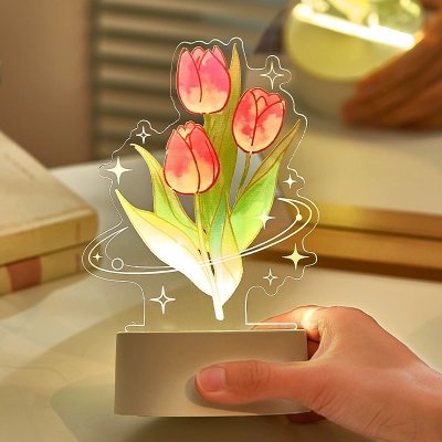 【INS風永生花】玫瑰鬱金香小夜燈 - 浪漫氛圍裝飾燈 商品圖片 2