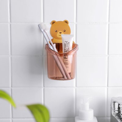 【小熊造型】壁掛收納桶 - 浴室牙刷牙膏架 商品圖片 1