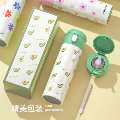 【316不鏽鋼杯】可愛印花-彈跳蓋吸管隨身水壺 商品圖片 4