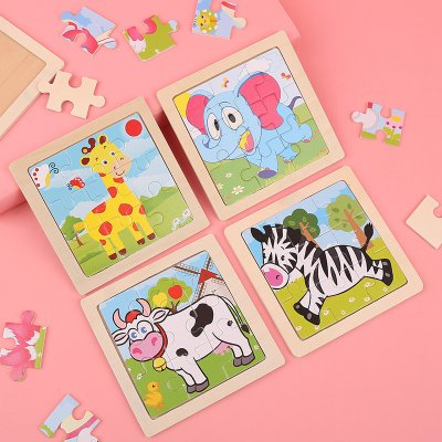 【木質拼圖】可愛動物圖案 - 兒童益智玩具 (9片) 商品圖片 3