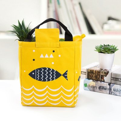 【雙層隔熱】小魚圖案保溫便當袋 - 手提牛津布戶外野餐袋 商品圖片 2