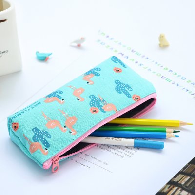 【文藝風格】紅鶴圖案帆布筆袋 - 小清新大容量學生文具袋 商品圖片 1