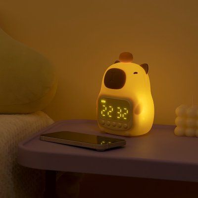 【療癒拍拍燈】卡皮巴拉矽膠鬧鐘小夜燈 商品圖片 4