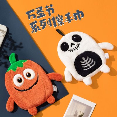 【掛式設計】萬聖節造型珊瑚絨擦手巾 - 廚房浴室超吸水毛巾 商品圖片 3