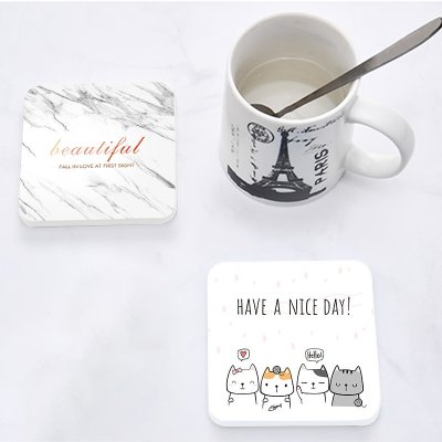 硅藻土吸水杯墊 珪藻泥防滑隔熱茶杯墊 禮品 可愛圖案 商品圖片 3