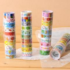 【韓風卡通】彩色圖案膠帶10入 - 裝飾文具膠帶