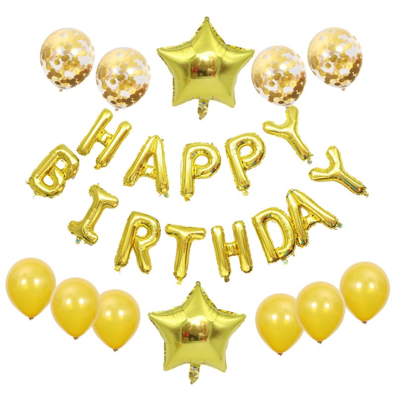 【派對裝飾】18寸星星亮片生日氣球套裝 - HAPPY BIRTHDAY字母氣球