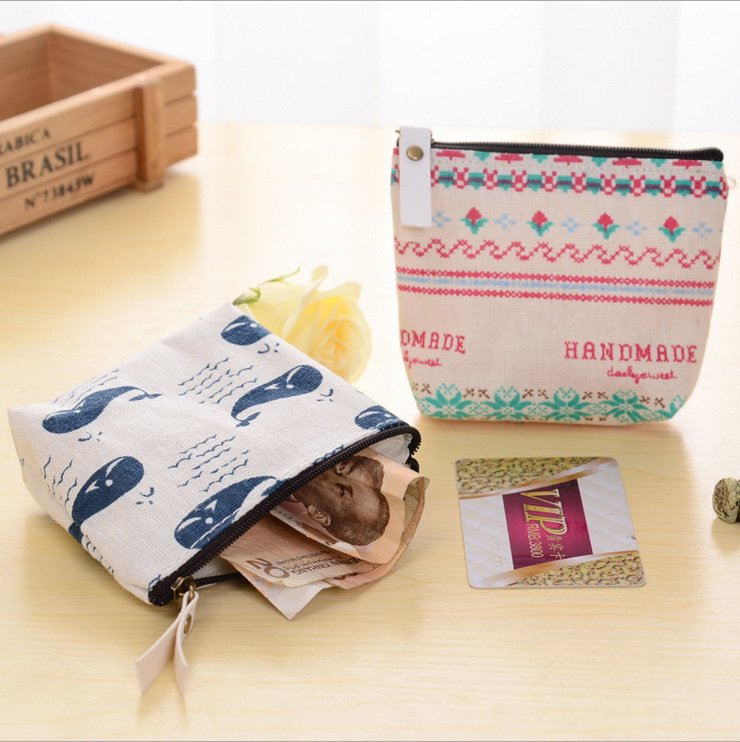 【可愛動物刺繡】帆布零錢包 - 學生小物多功能收納袋