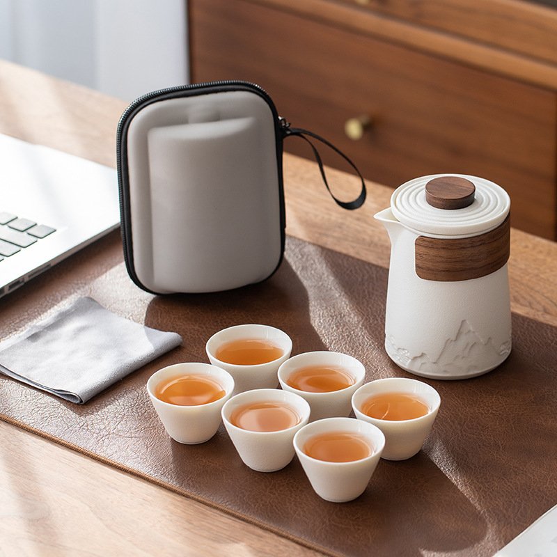 【簡約陶瓷茶具組】旅行便攜-隨身泡茶組