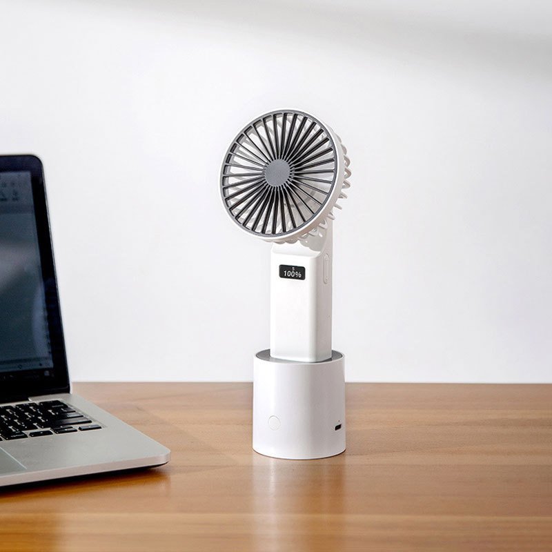【智能涼感扇】USB充電風扇-LCD搖擺桌面扇