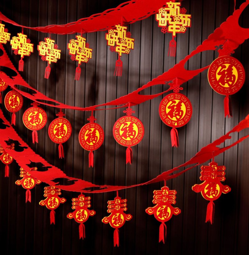 【毛氈福字拉旗】春字裝飾-新年吉祥掛飾