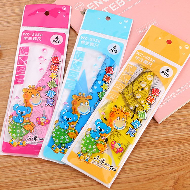 【長頸鹿造型】套尺4件組 - 三角量角直尺文具